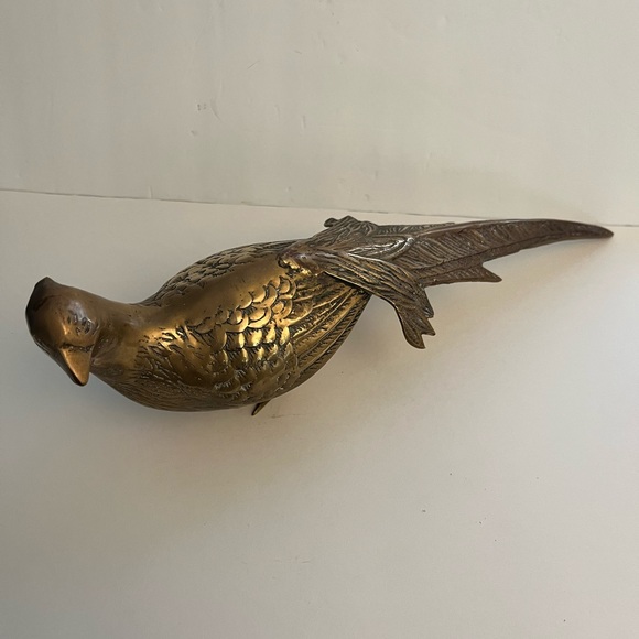 Vintage Brass PHEASANT Bird Figurine 12.2" long genuine solid brass Handcrafted - Picture 3 of 4